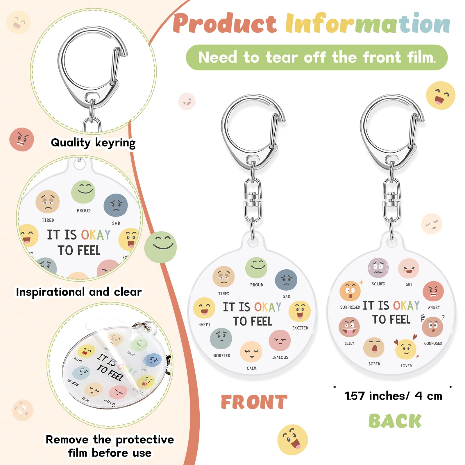 Engrowtic 20 Sets Mental Health Awareness Keychains